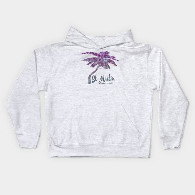 St. Martin, French Caribbean, Palm Tree Kids Hoodie by jcombs